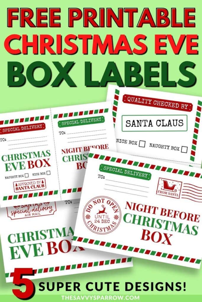 printable Christmas Eve box labels graphic