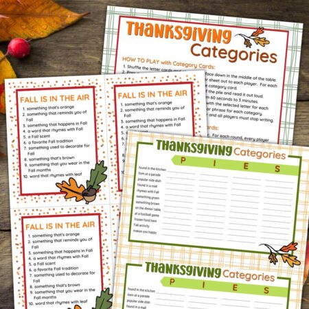 Thanksgiving scattergories game