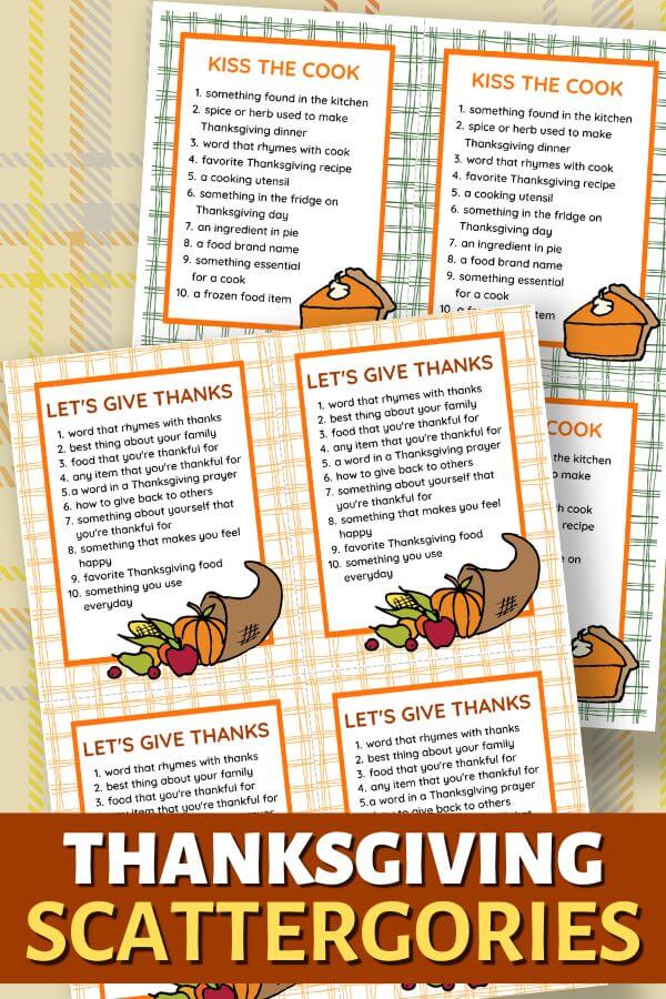 printable Thanksgiving Scattergories category lists