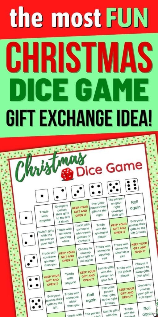 Printable Christmas Dice Game - Fun Gift Exchange for a Crowd