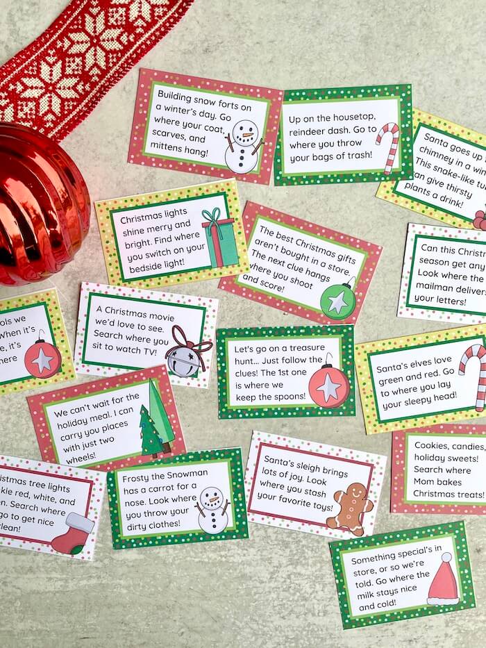 Jolly Fun Christmas Treasure Hunt with Printable Rhyming Clues!