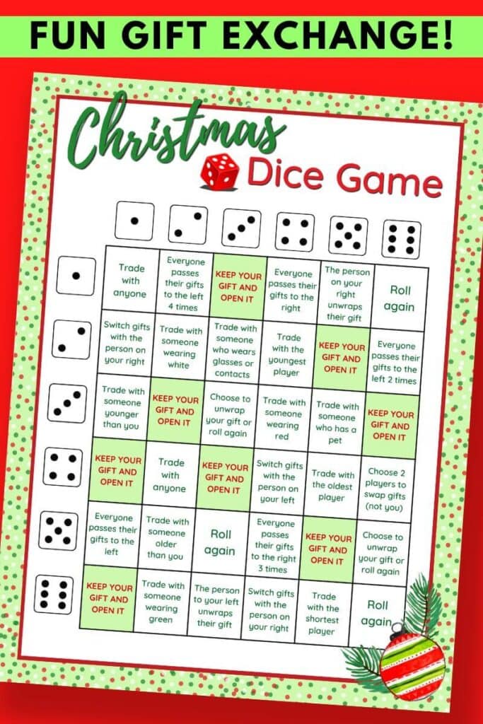 Christmas dice game PDF