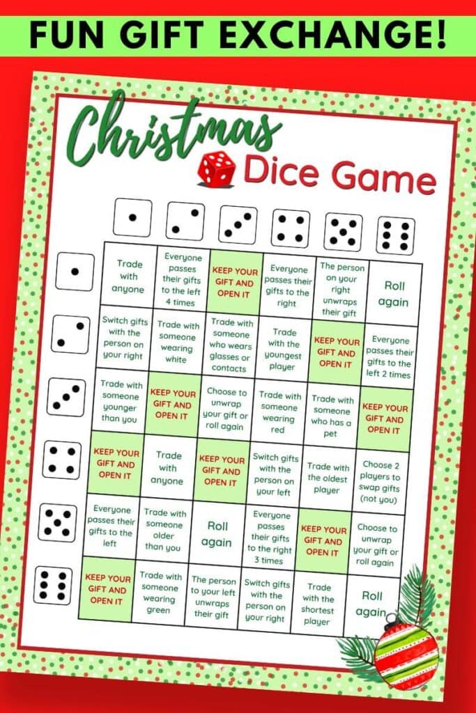 DICE GAME, Holiday Dice Game, Christmas Dice Game