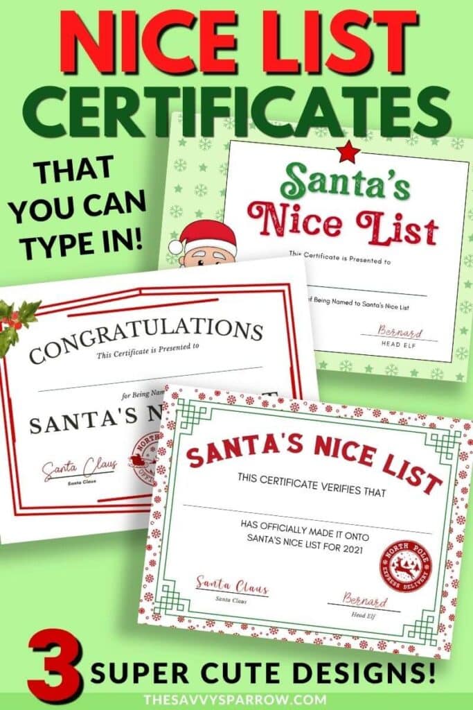 Santa's Nice List Certificate - Customize with Your Child's Name!