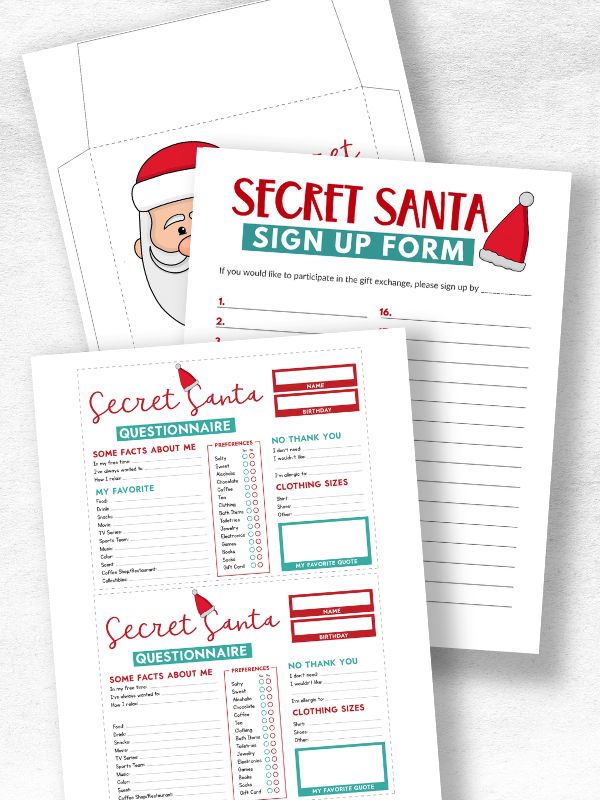 secret santa printables