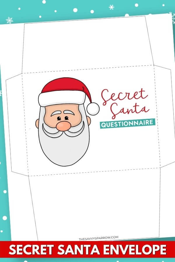 printable envelope for a Secret santa questions form