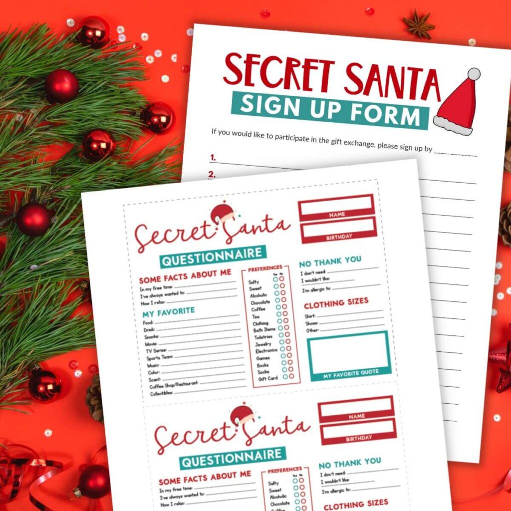 Secret Santa Printable