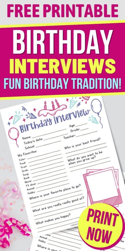 free printable birthday interview questions