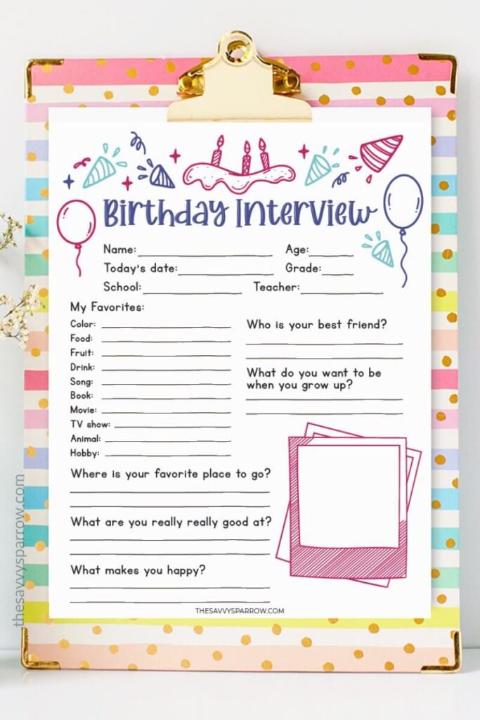 birthday questions printable PDF
