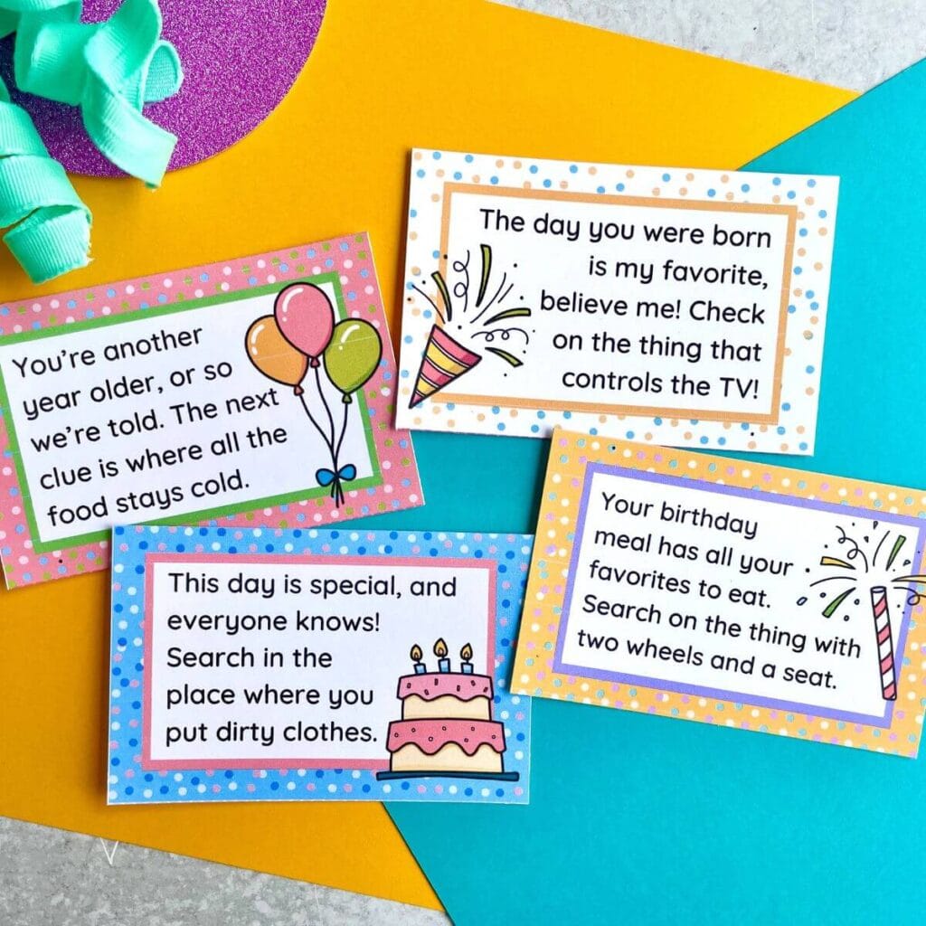 Printable Birthday Treasure Hunt Clues For Kids 33 Clues!