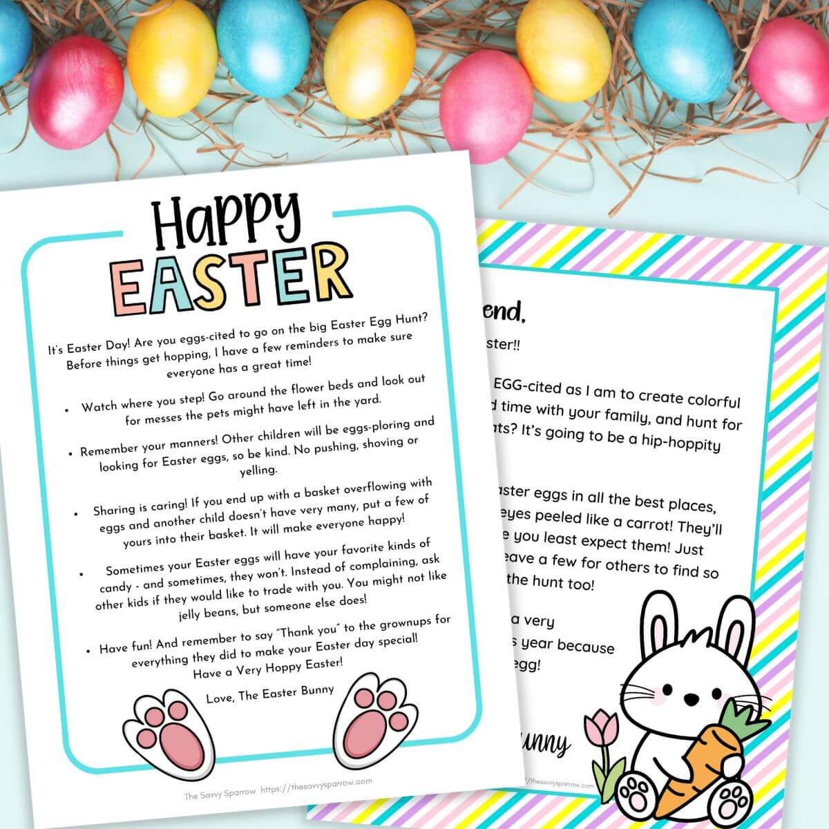Free Printable Easter Bunny Letter 4 Letter Templates for Kids!