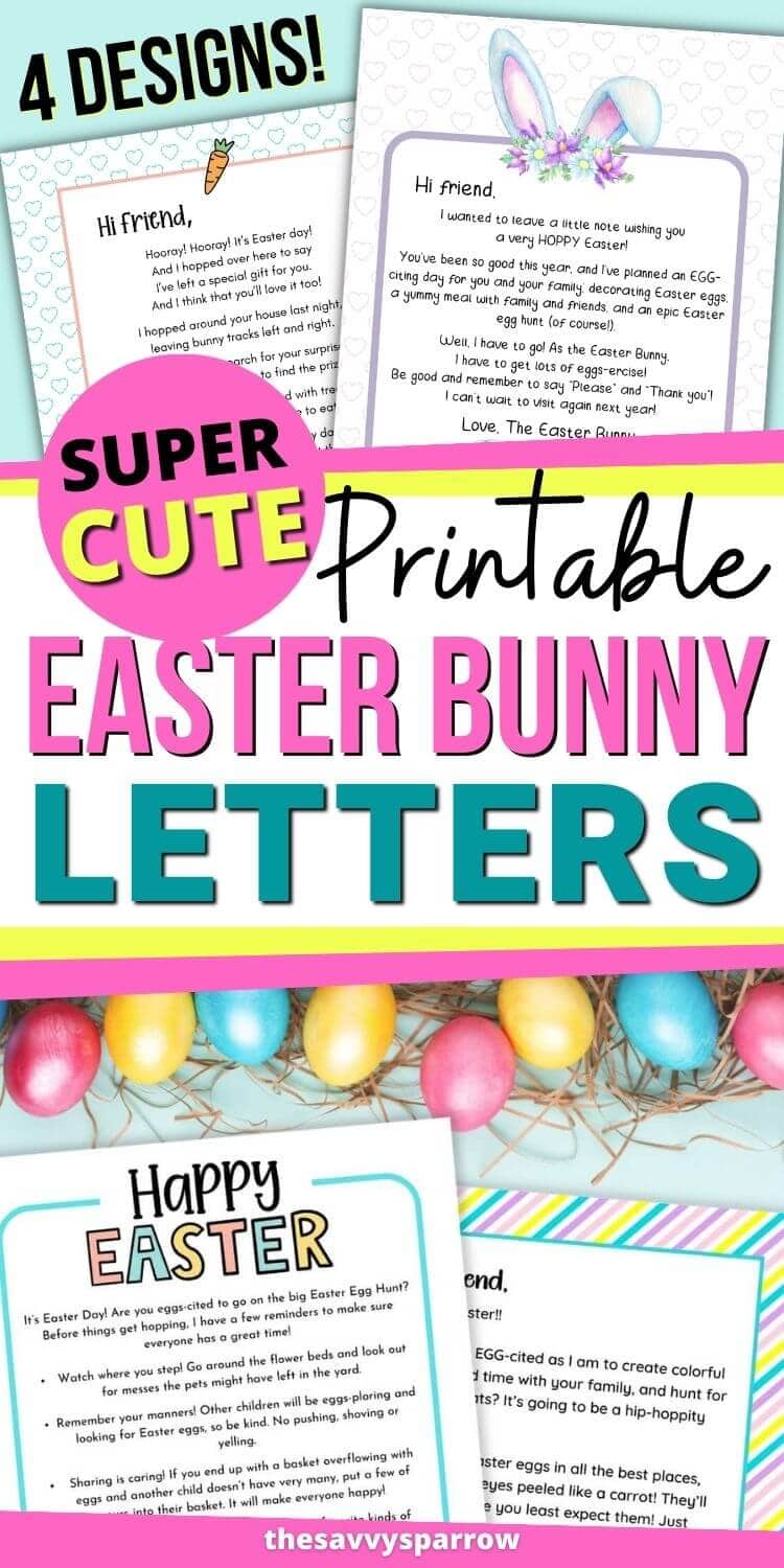 Free Printable Easter Bunny Letter - 4 Letter Templates for Kids!