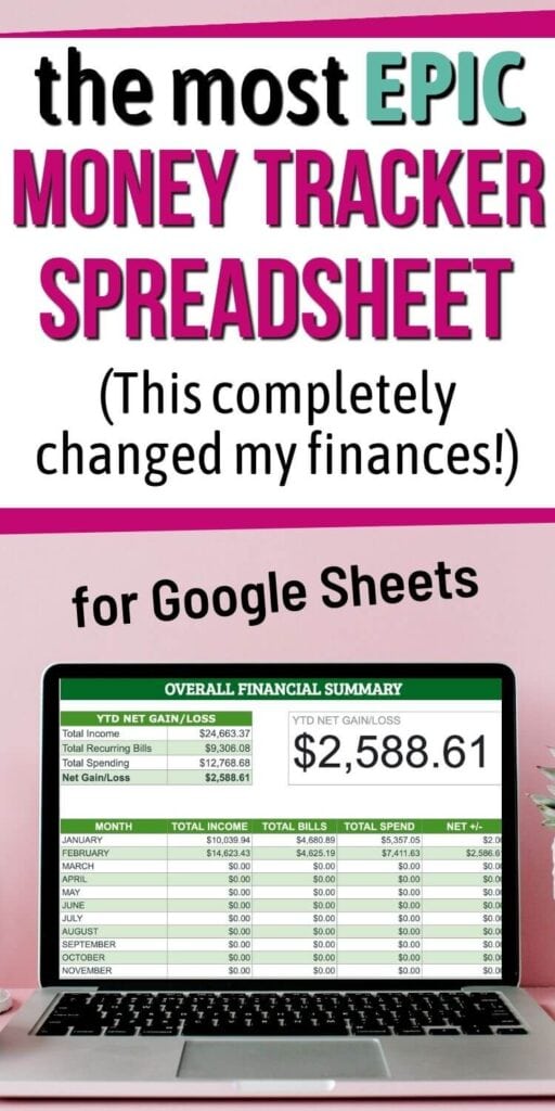 money tracker spreadsheet on a laptop computer
