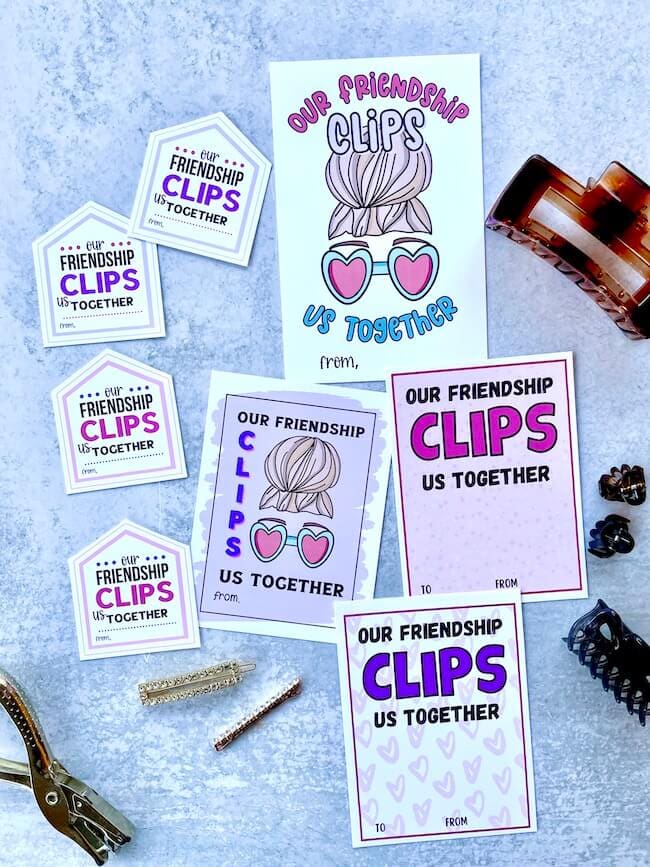 printable valentines and gift tags for hair clips