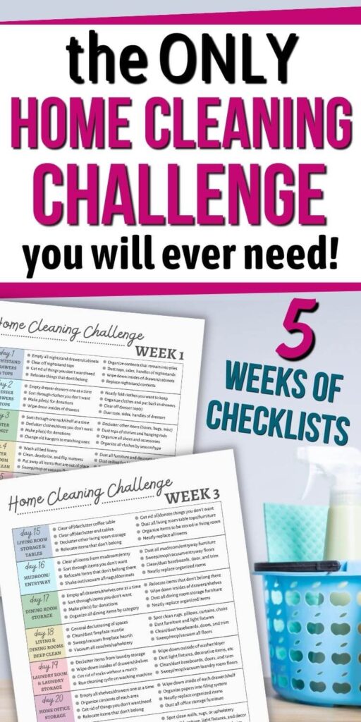 home cleaning challenge printable checklists