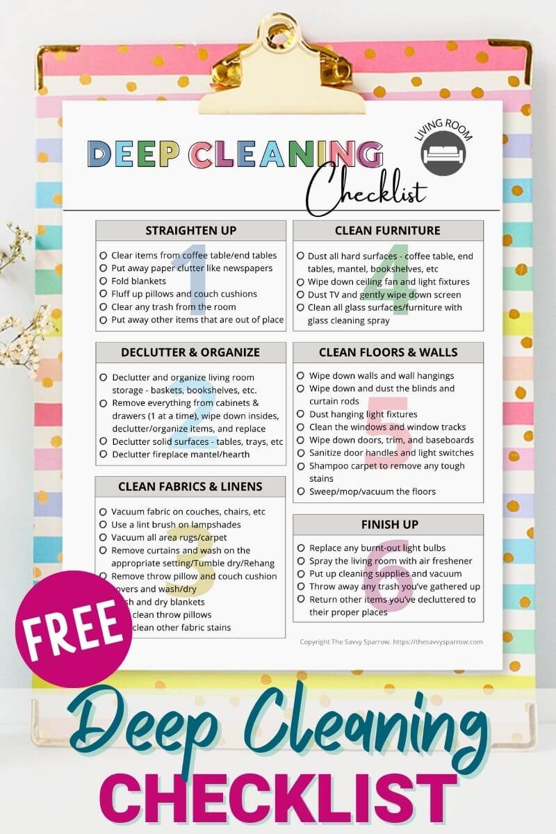 Living Room Cleaning Checklist Free Printable to Download Now!