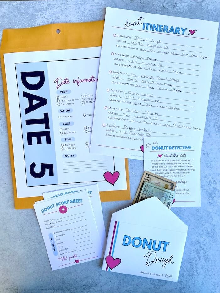 pre-planned date envelope for date night gift basket