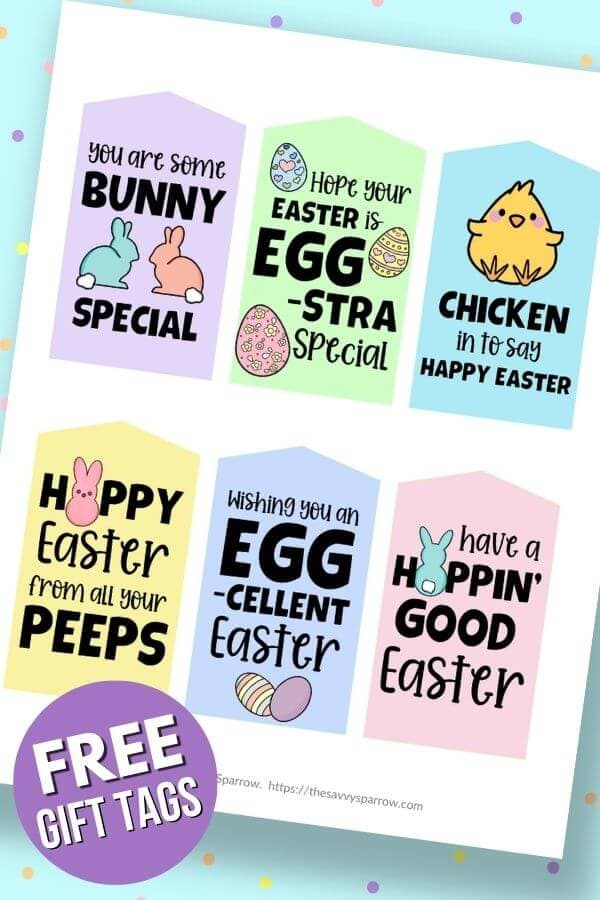 free printable Easter gift tags with puns