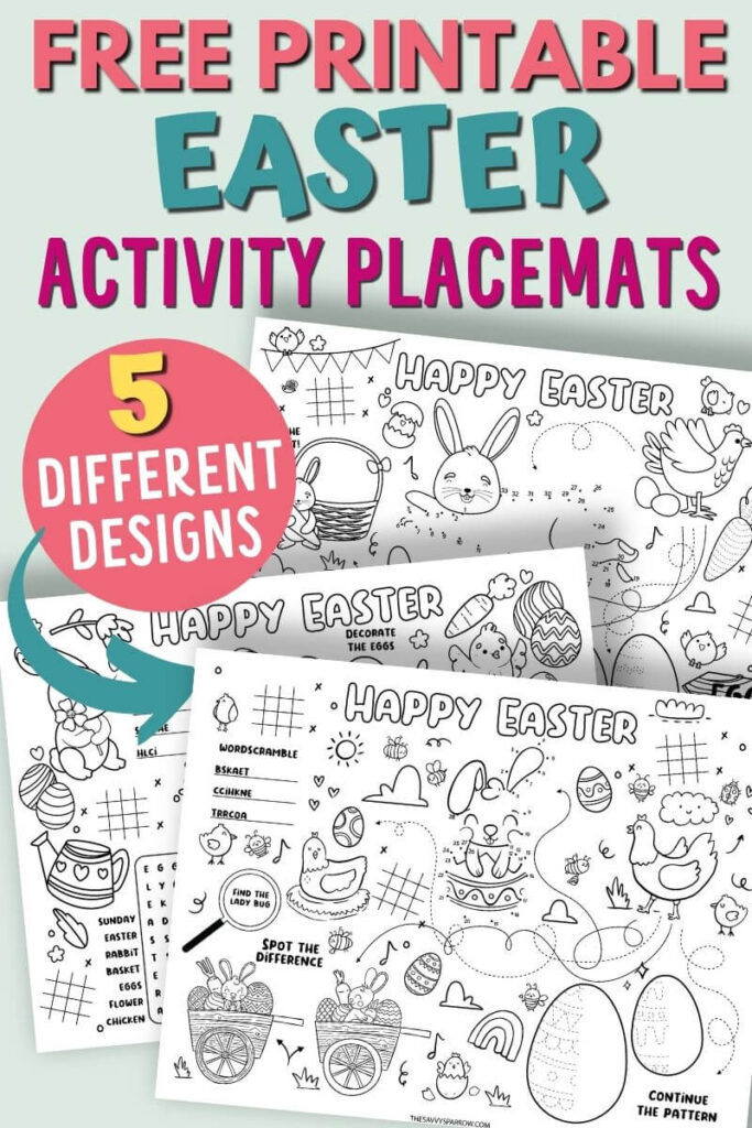 free printable Easter activity placemats for kids
