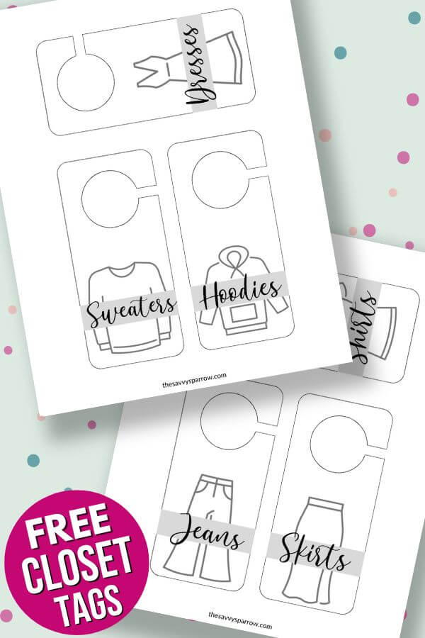 Free Printable Days of the Week Clothes Hanger Organizer Tags