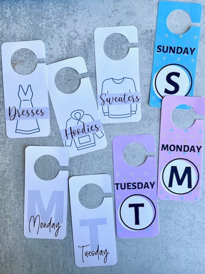 Printable Days of the Week Clothing Tags