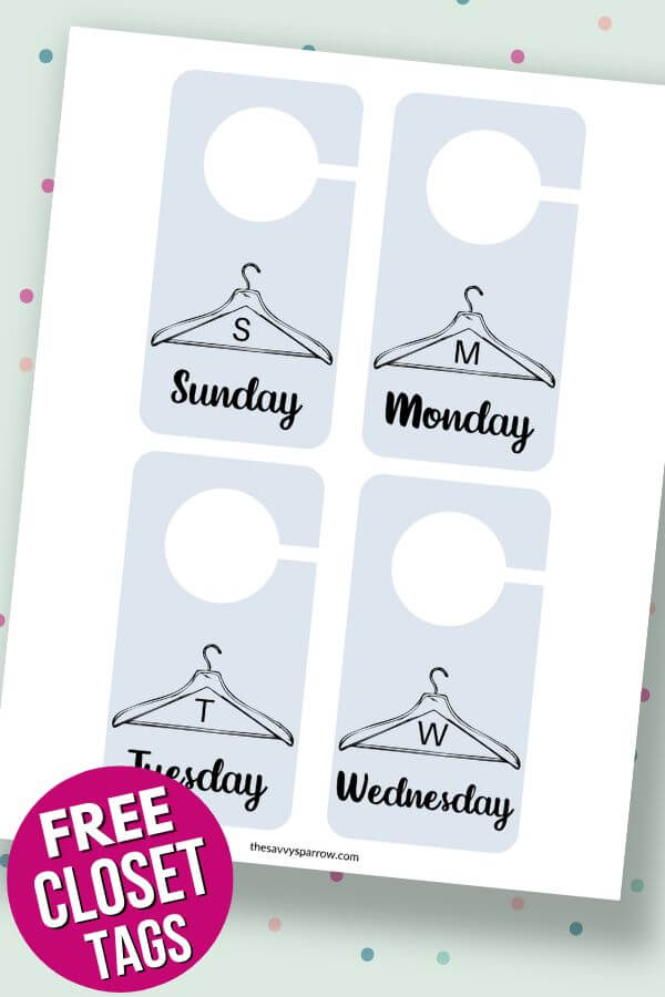 Printable Days of the Week Clothing Tags