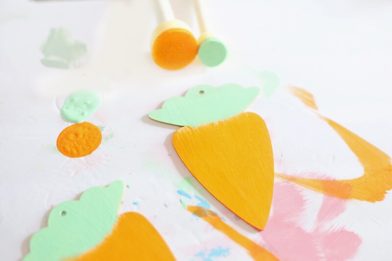 painted wooden carrot ornaments