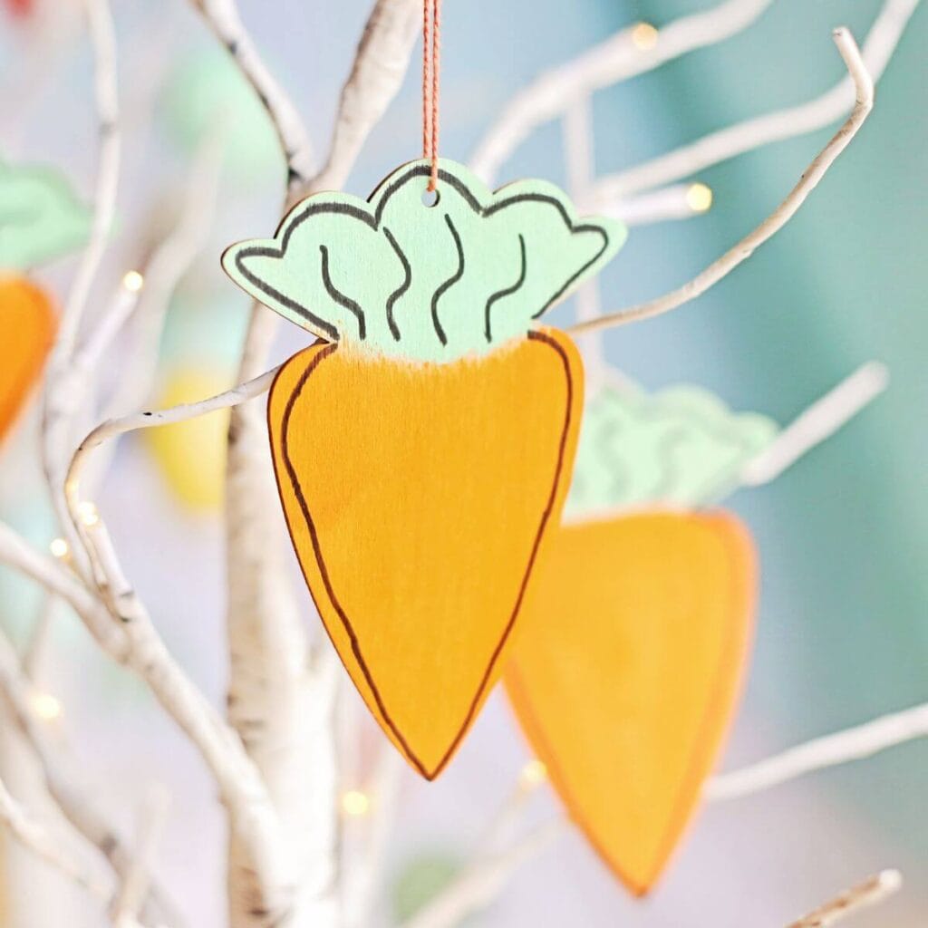 wooden Easter ornament crafts made with Dollar Tree supplies