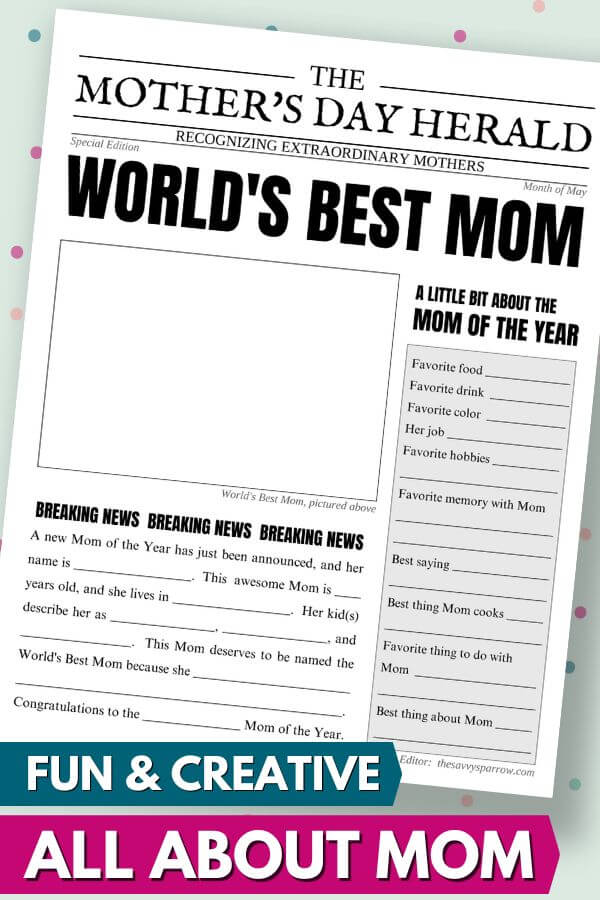 world's best mom newspaper template printable