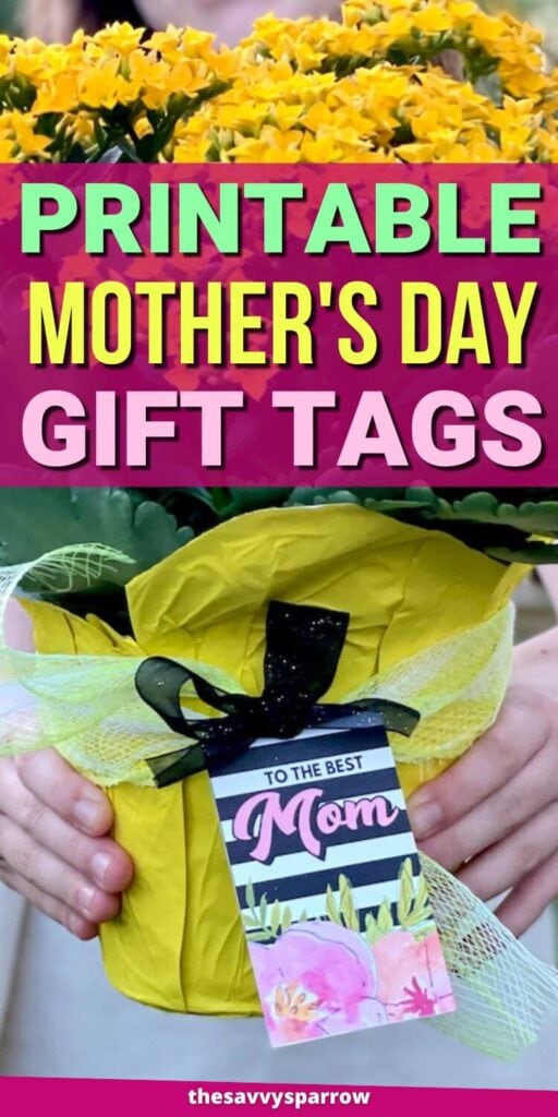 Mother's Day gift tag around a flower pot