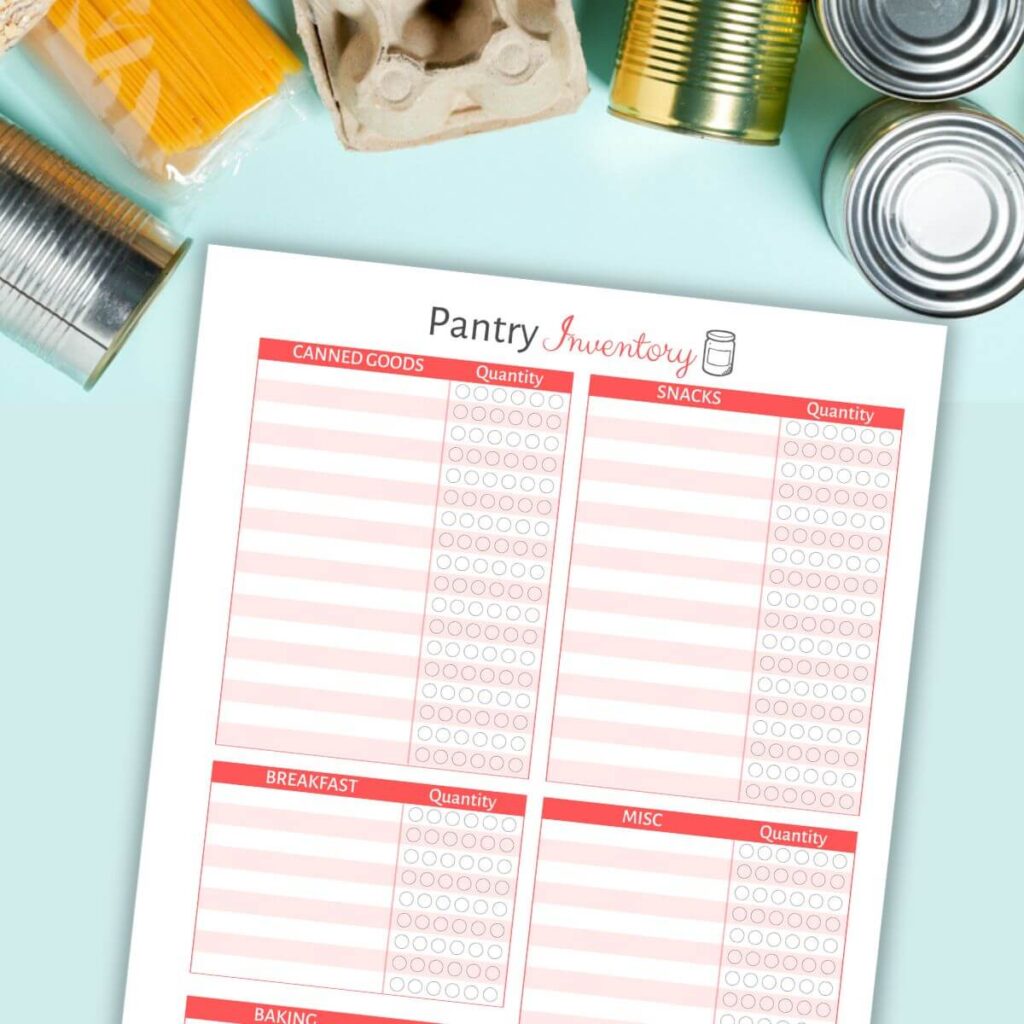 printable pantry inventory checklist