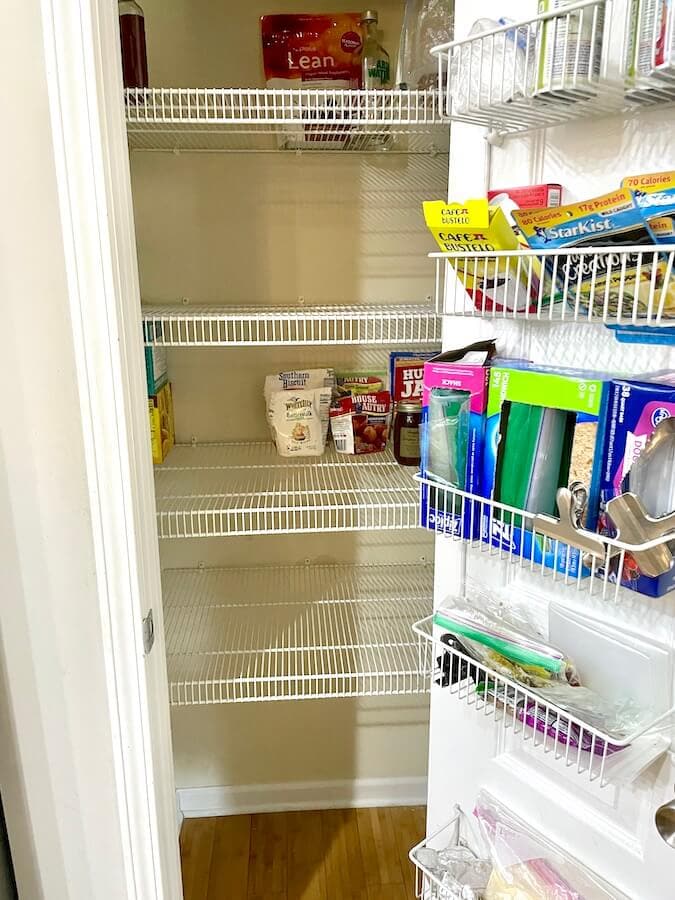 organizing food in a pantry