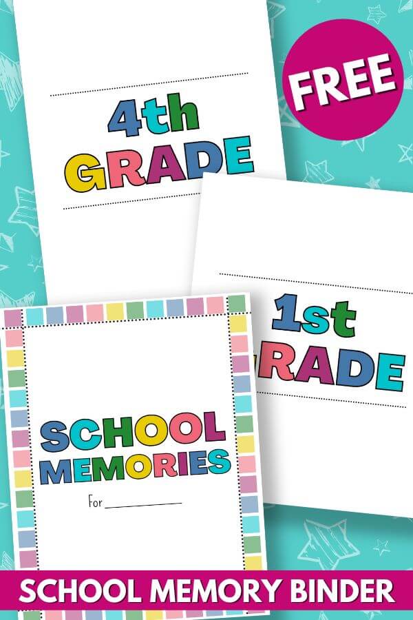 colorful free printables to make a school memory binder with a 3 ring binder