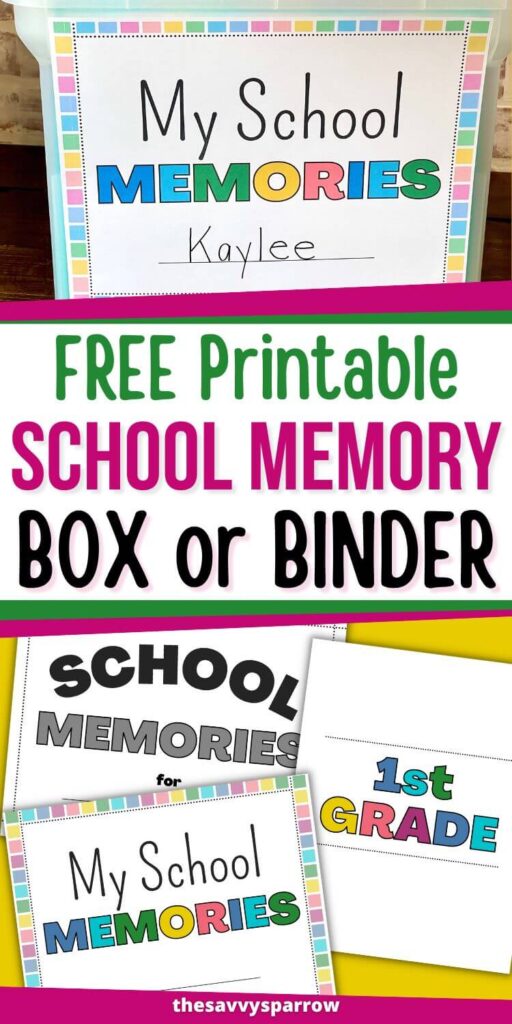 free printables for making a school memory box or binder