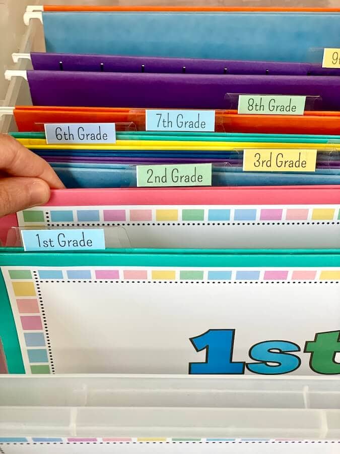 file folders in a keepsake box for kids