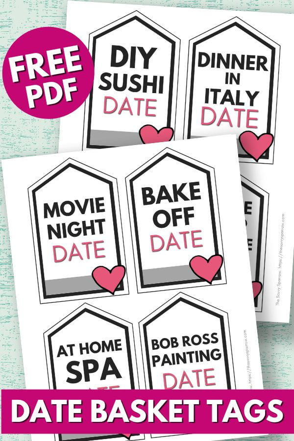 free printable date night gift basket tags