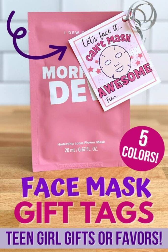 sheet face mask with a printable gift tag