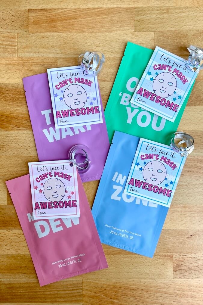 sheet mask gifts for teen girls with printable tags