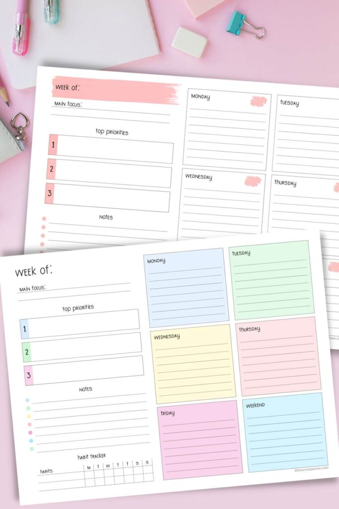 weekly to do list templates