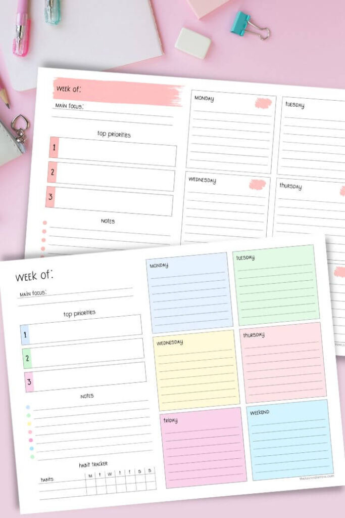 2 cute weekly to do list printables