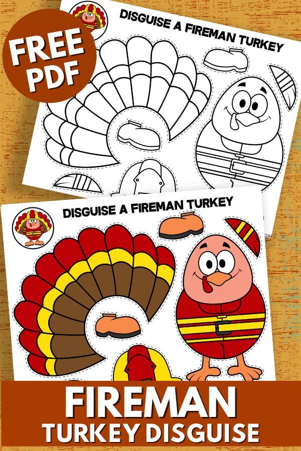free printable fireman turkey in disguise template