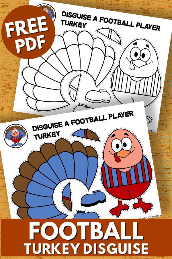football player turkey disguise printable PDF