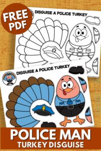 Free Printable Turkey in Disguise - Police Turkey Disguise Template 200x300