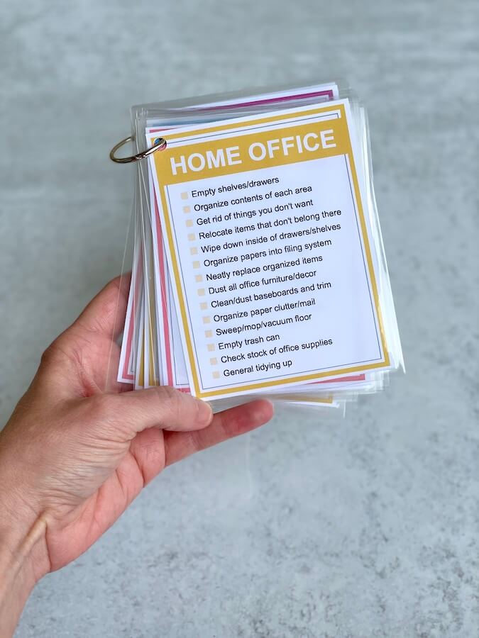 home office cleaning jobs checklist card