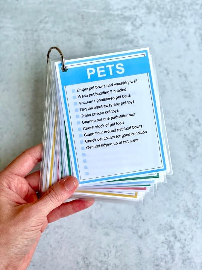 chore card checklist for pets