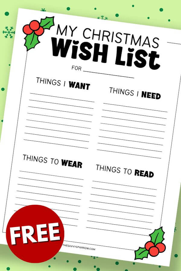 want need wear read Christmas list template