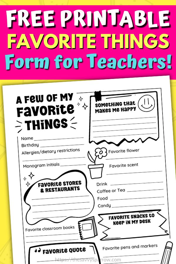 My Favorite Things Printable Template - Printable Templates Free