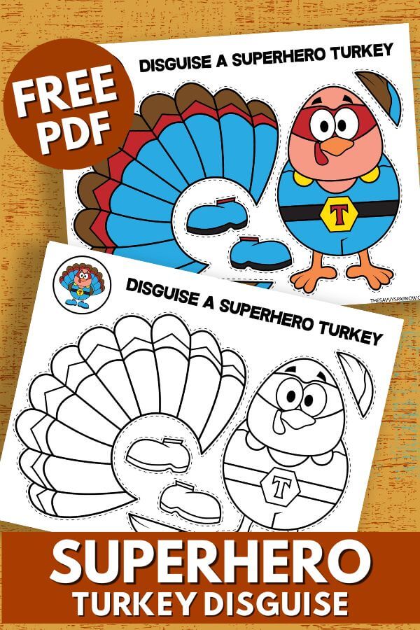 superhero turkey in disguise template