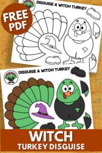 Free Printable Turkey in Disguise - Witch Turkey Disguise Printable 200x300 