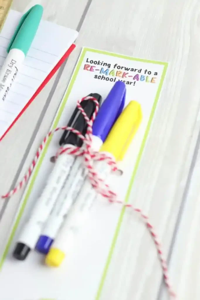back to school teacher gift tag with sharpie markers